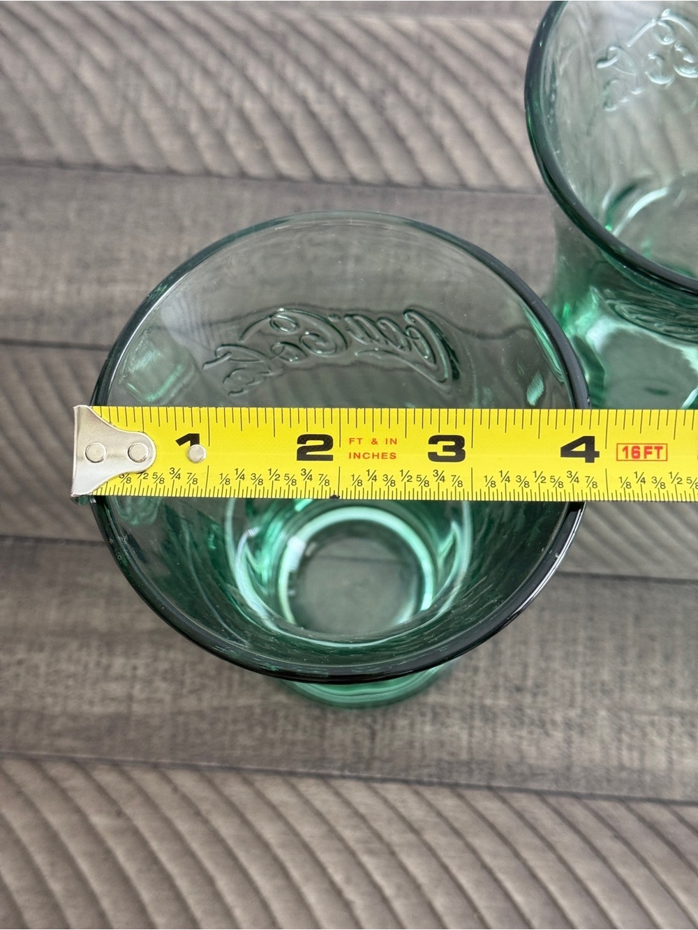 Vintage Coca Cola Coke Glasses Green Flared Tumbler Heavy 16 Oz Set of 3 - Picture 6 of 6